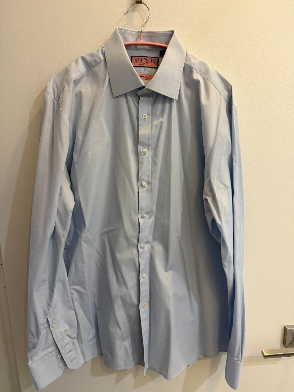 Thomas Pink Slim Fit Dress Shirt Light Blue 17